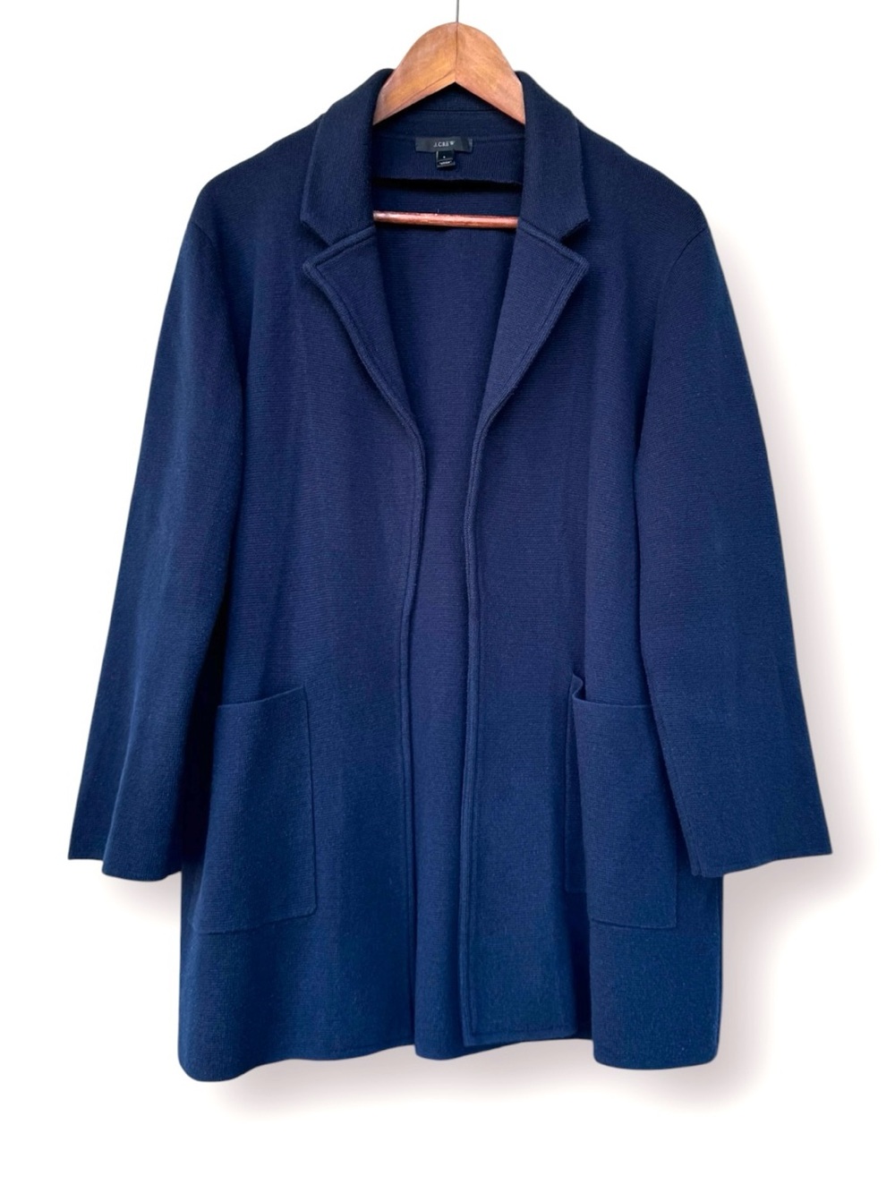 J. Crew Sophie Navy Open-Front Sweater Blazer Size L